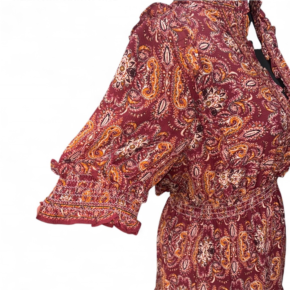 Max Studio Red and Orange Paisley Maxi Dress - Picture 5 of 7